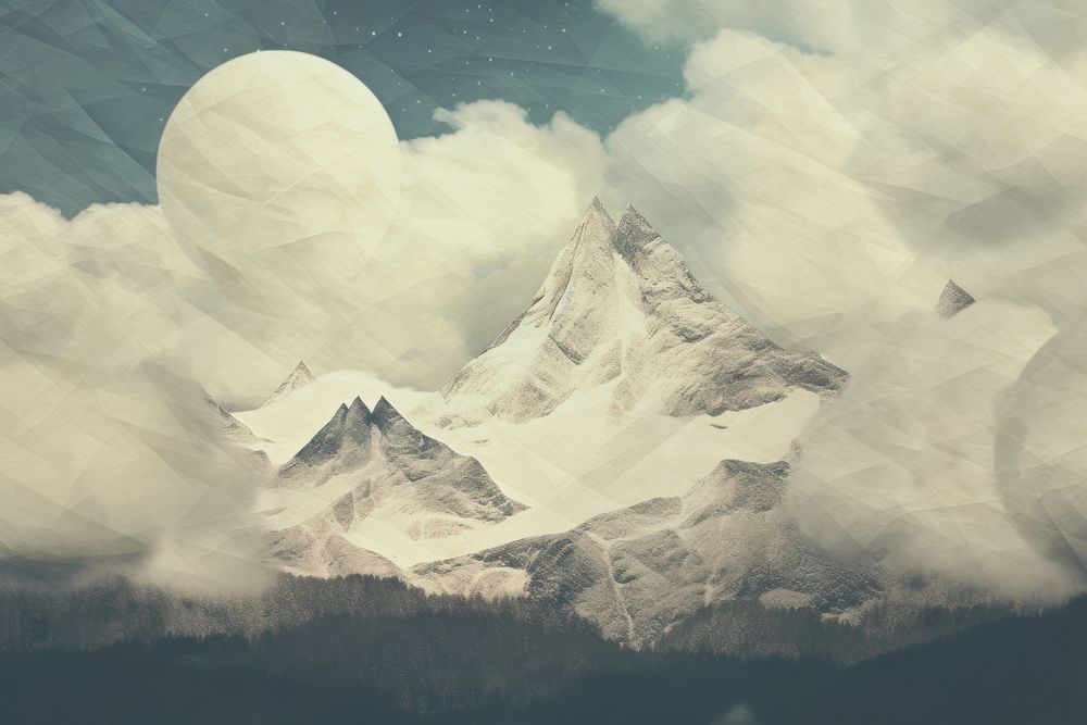 Snow caped mountain cloud outdoors nature. AI generated Image by rawpixel.