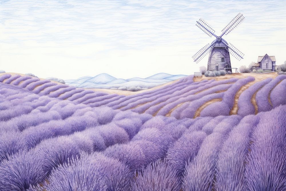 Lavender windmill outdoors plant. AI generated Image by rawpixel.