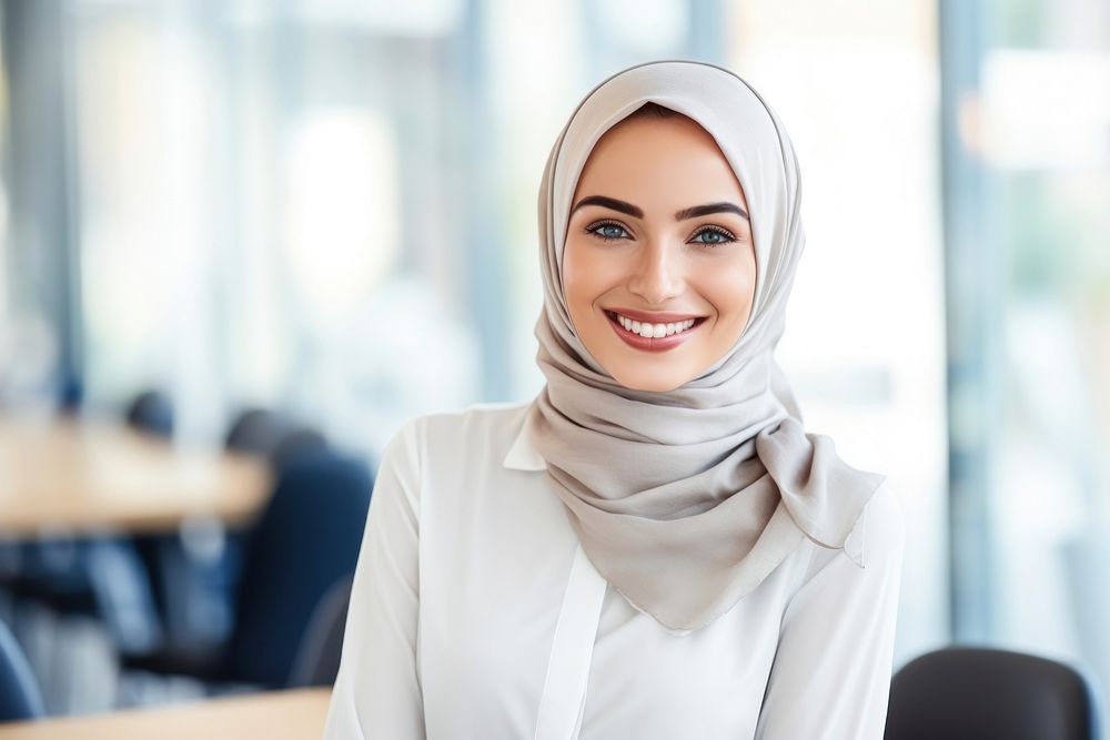 Business woman scarf smile headscarf. AI generated Image by rawpixel.