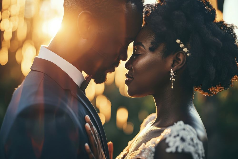 Black couple portrait married wedding. AI generated Image by rawpixel.