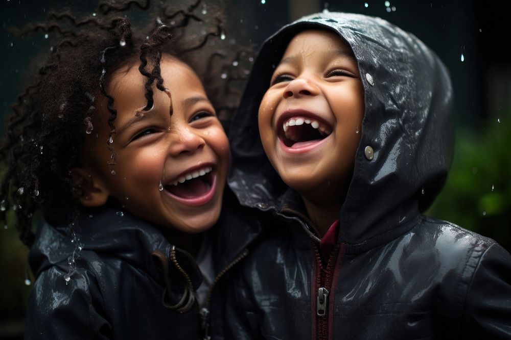 Black sibling laughing portrait photo. AI generated Image by rawpixel.