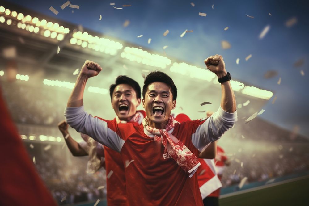 Champion celebration celebrating stadium player. AI generated Image by rawpixel.