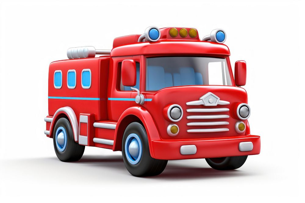 Fire truck vehicle car white background. AI generated Image by rawpixel.