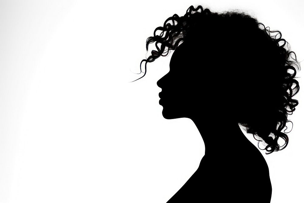 Woman head with curly hair silhouette adult black. AI generated Image by rawpixel.