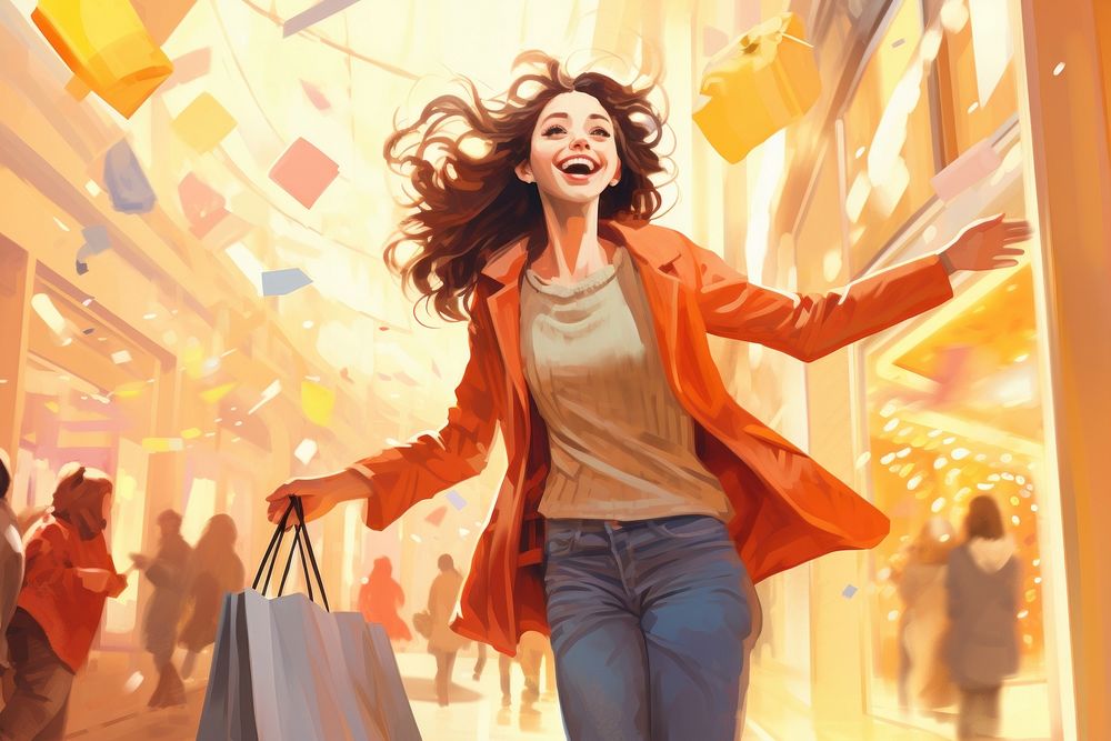 Woman enjoying shopping cheerful laughing adult. AI generated Image by rawpixel.
