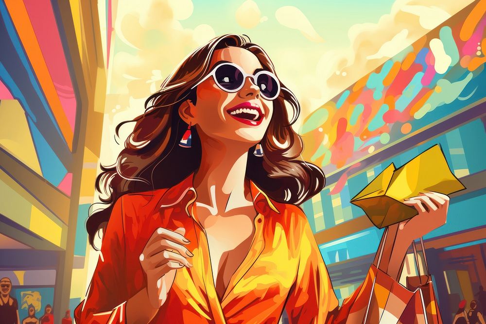 Woman enjoying shopping cheerful adult architecture. AI generated Image by rawpixel.