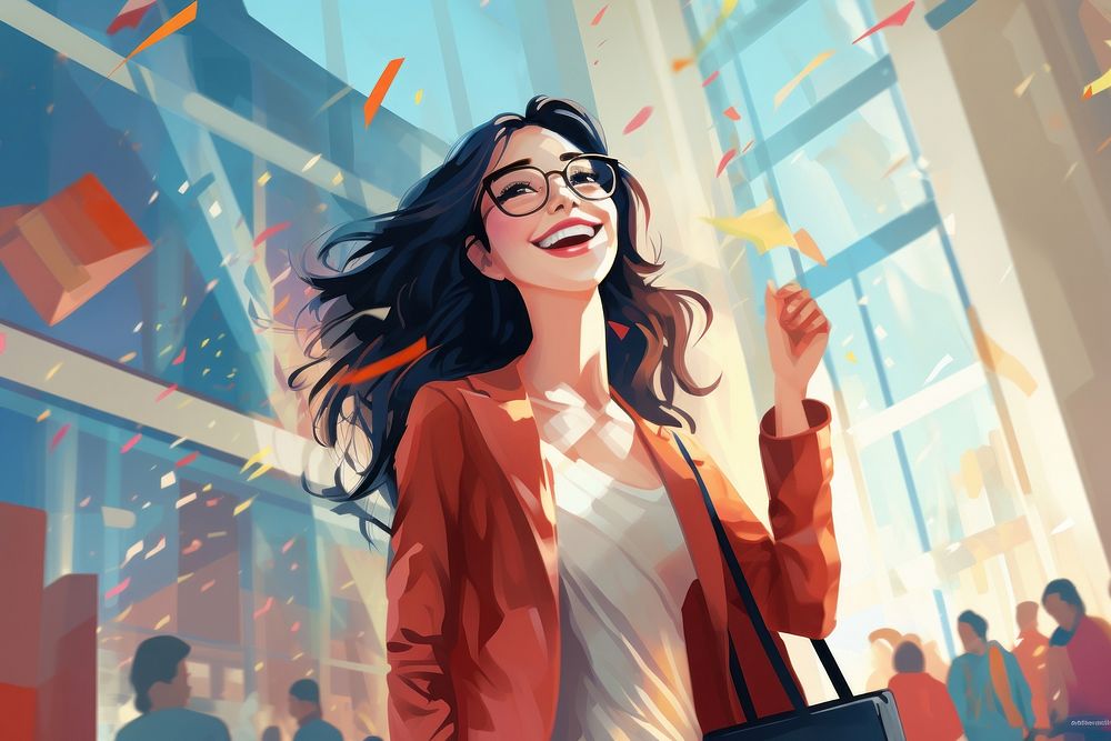 Woman enjoying shopping cheerful anime adult. AI generated Image by rawpixel.