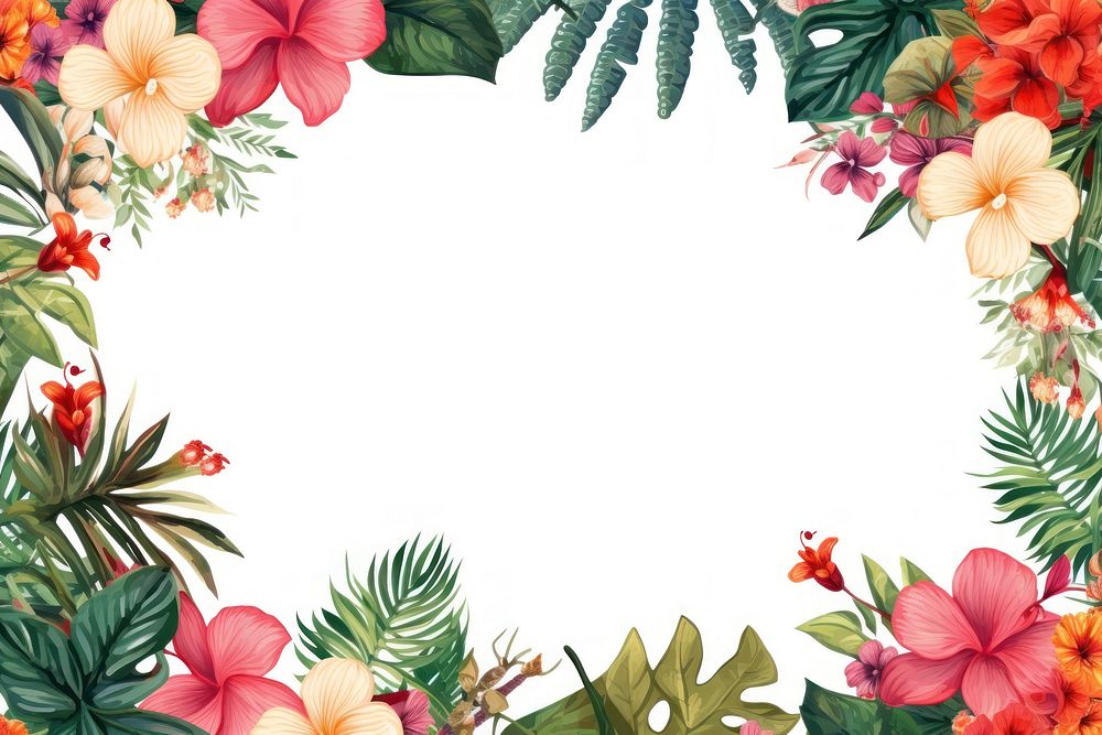 Tropical leaves and flowers backgrounds outdoors pattern. AI generated Image by rawpixel.
