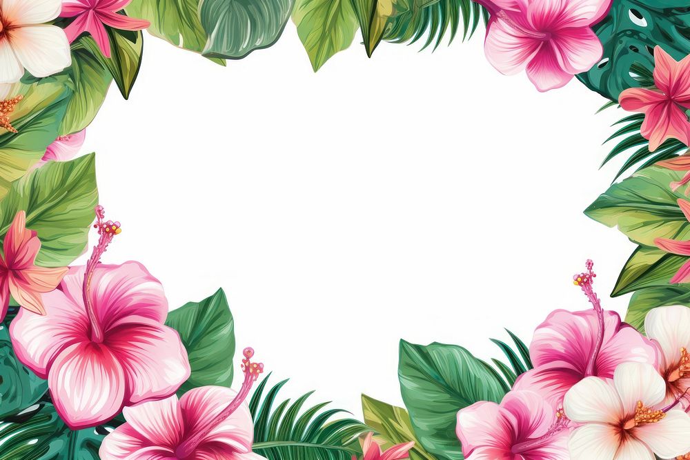 Tropical leaves and flowers backgrounds hibiscus pattern. AI generated Image by rawpixel.