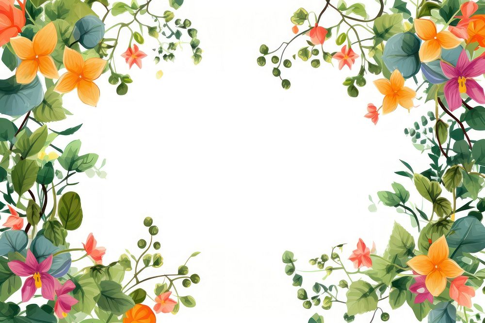 Jungle ivy plants with colorful flowers backgrounds pattern leaf. AI generated Image by rawpixel.