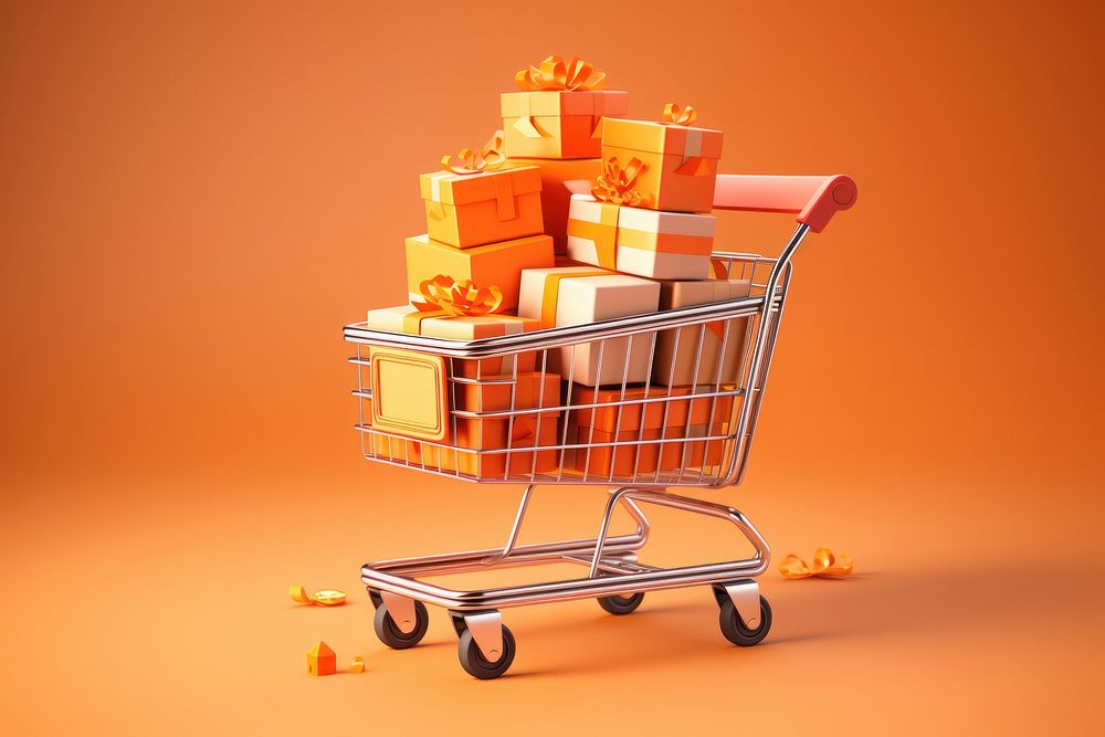 Shopping Trolley box consumerism celebration. AI generated Image by rawpixel.