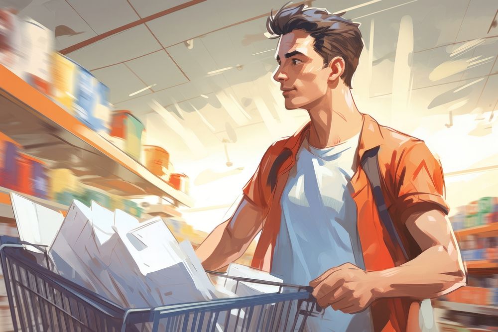 Man buying groceries consumerism adult vitality. AI generated Image by rawpixel.