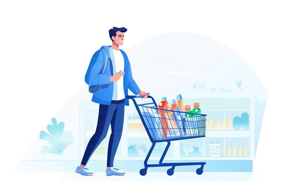 Man buying groceries consumerism supermarket adult. AI generated Image by rawpixel.