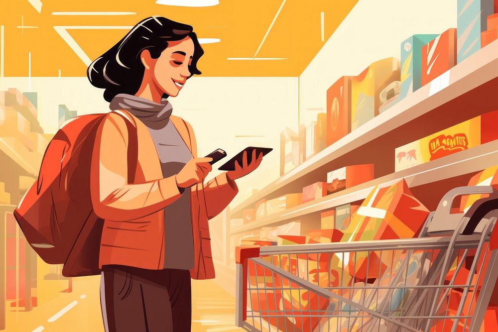 Woman buying groceries supermarket consumerism adult. AI generated Image by rawpixel.