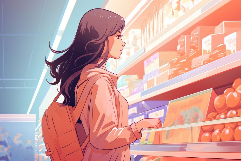 Woman buying groceries supermarket consumerism adult. AI generated Image by rawpixel.