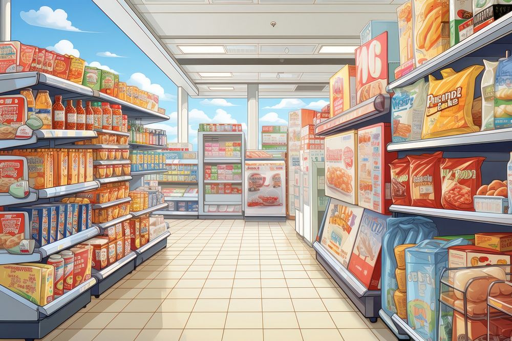 Supermarket aisle supermarket food refrigerator. AI generated Image by rawpixel.