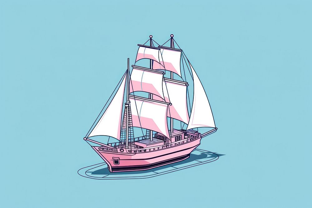 Sail boat sailboat vehicle drawing. AI generated Image by rawpixel.
