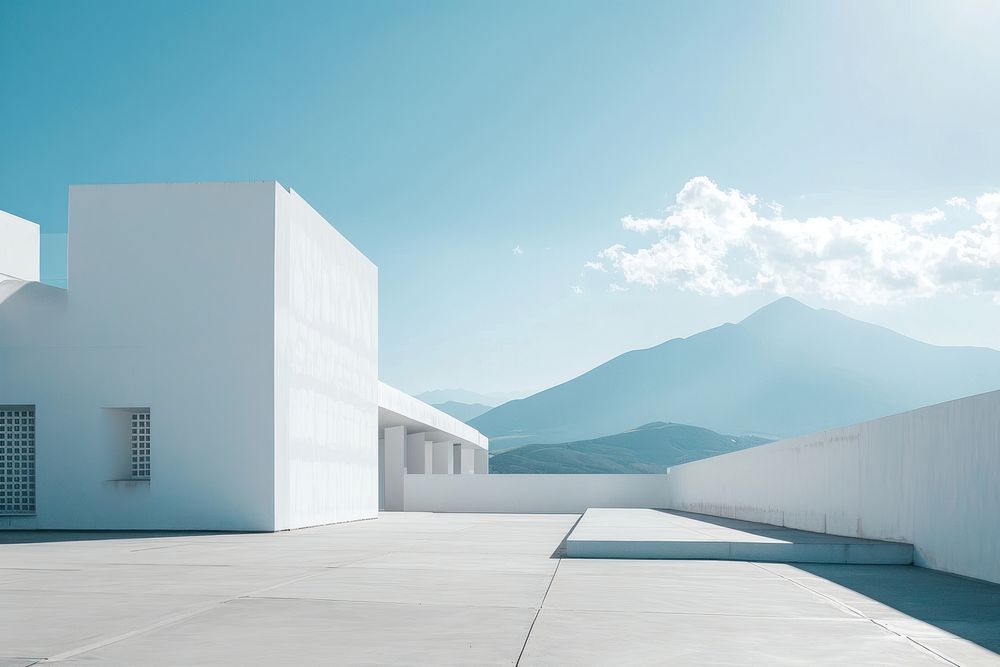 Clean factory mountain white blue. AI generated Image by rawpixel.