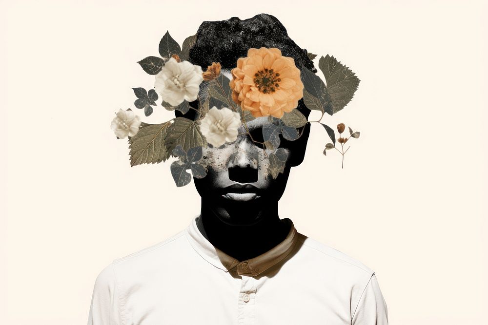 Man with flower face portrait adult plant. AI generated Image by rawpixel.