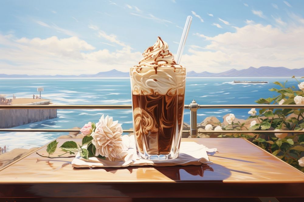 Iced mocha with cream dessert sundae flower. AI generated Image by rawpixel.