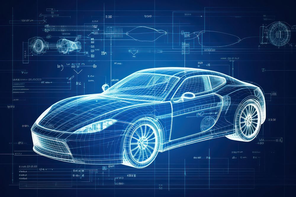 futuristic car diagram blueprint drawing. | Free Photo Illustration ...