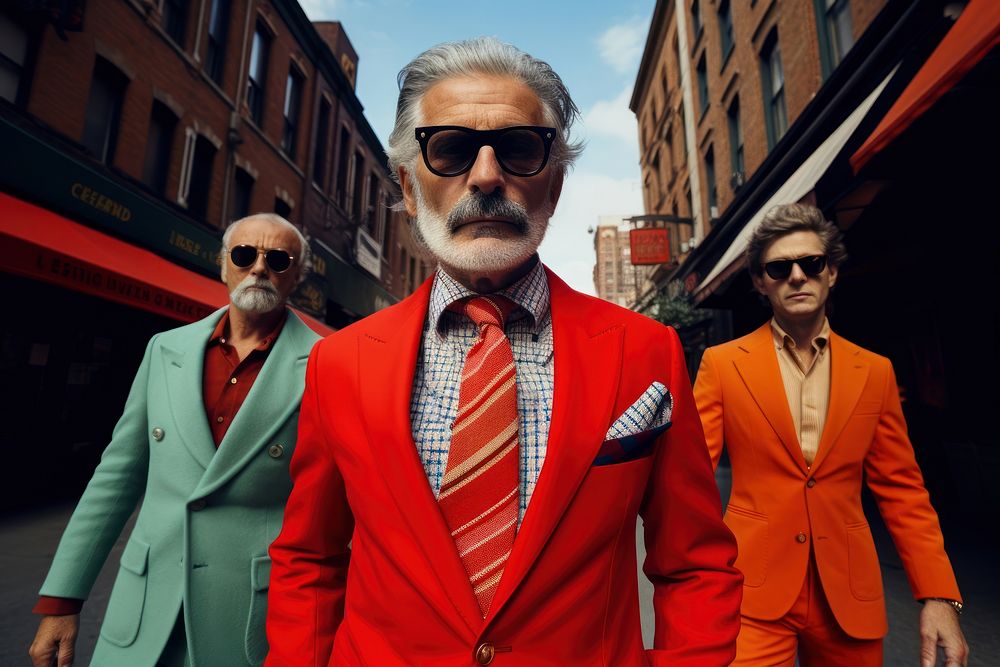 3 mature man tie sunglasses portrait. AI generated Image by rawpixel.