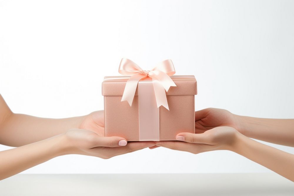 Sending a gift hand box white background. AI generated Image by rawpixel.