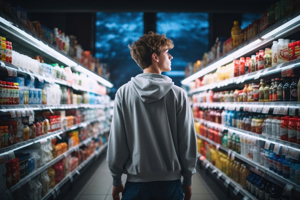 Man buying groceries supermarket consumerism decisions. AI generated Image by rawpixel.