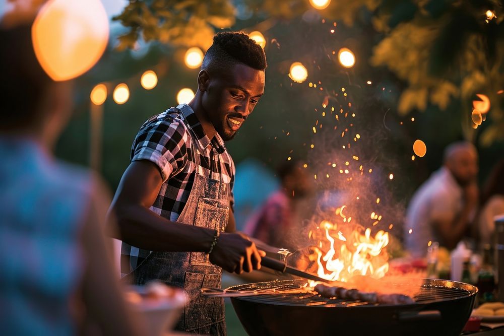 Barbeque outdoors party adult. AI generated Image by rawpixel.