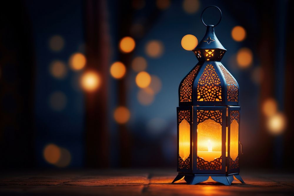 Arabic lantern lighting glowing burning. AI generated Image by rawpixel.