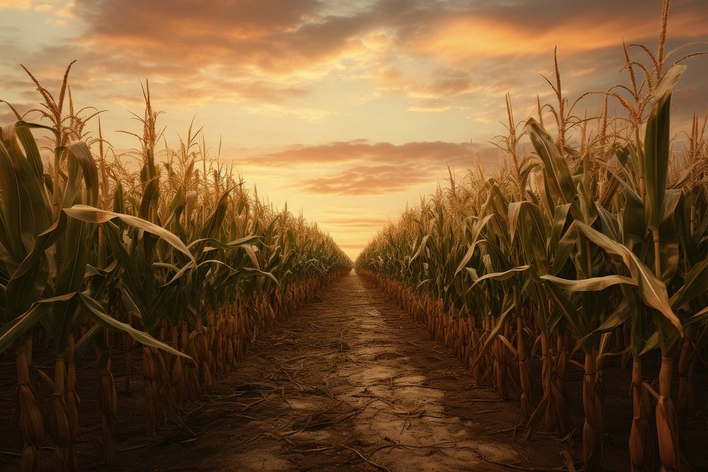 Cornfield agriculture landscape outdoors. AI generated Image by rawpixel.
