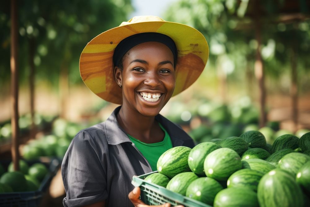 Happy African farmer woman check quality products smile adult plant. AI generated Image by rawpixel.