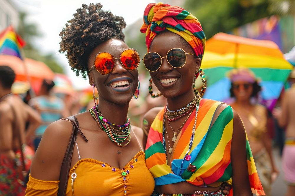 Black gay couple parade carnival adult. 