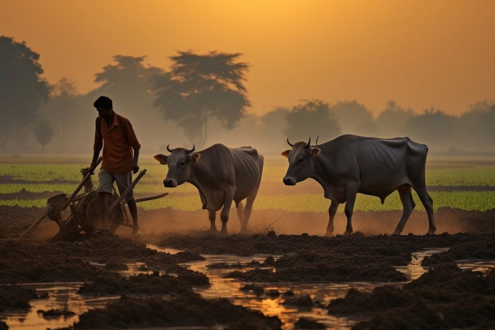Agriculture in india livestock outdoors mammal. AI generated Image by rawpixel.
