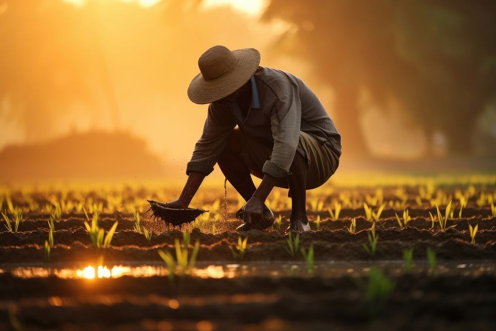 Asian farmer doing agriculture gardening outdoors nature. AI generated Image by rawpixel.