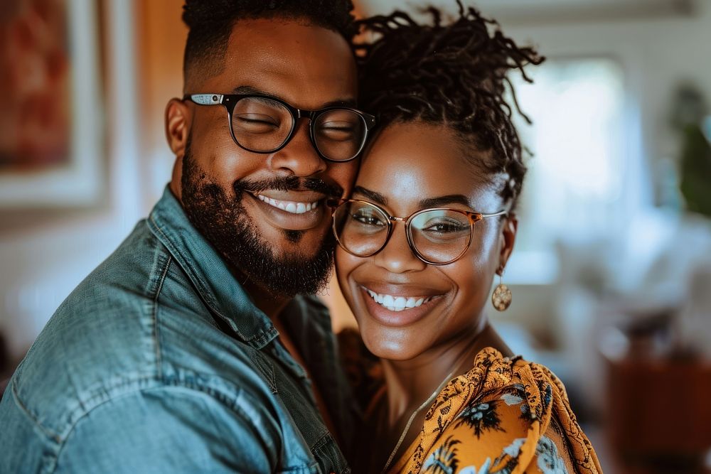 Black woman couple smiling glasses adult. AI generated Image by rawpixel.