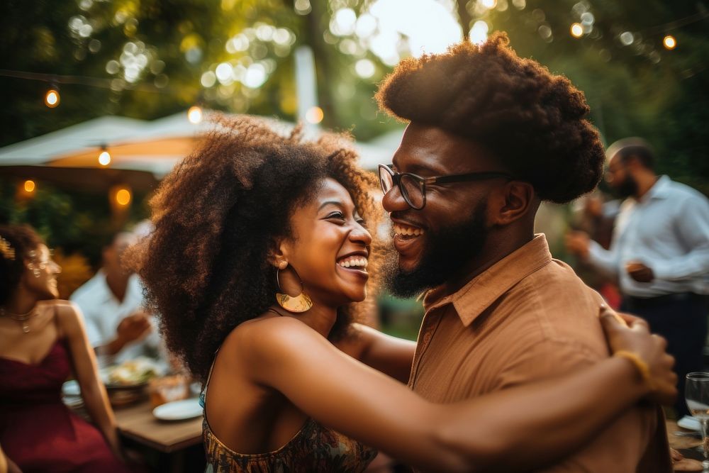 Black couple laughing wedding people. AI generated Image by rawpixel.
