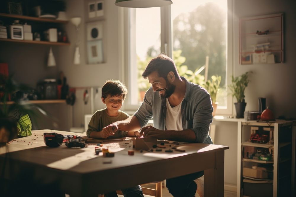 Father and son adult child table. AI generated Image by rawpixel.