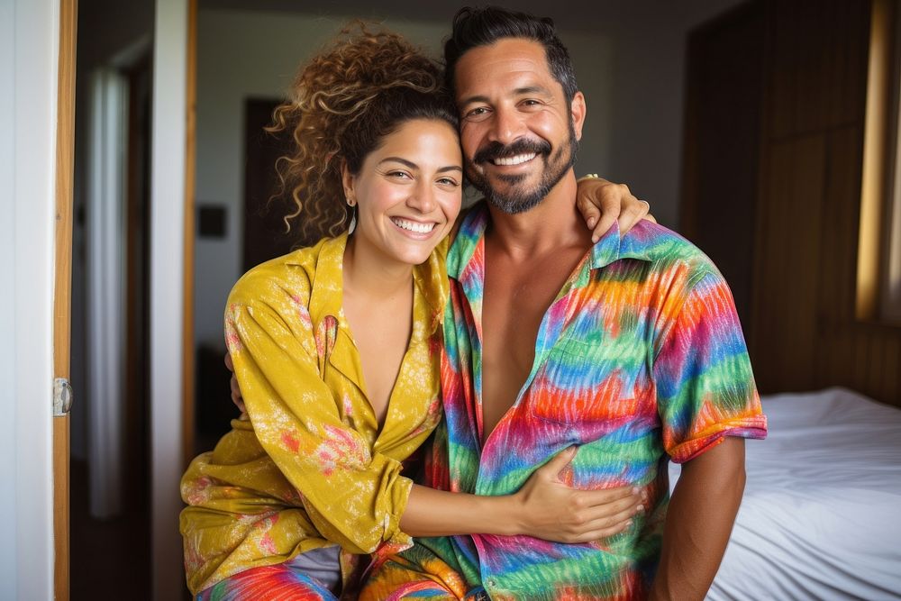 Hispanic woman couple laughing portrait smiling. AI generated Image by rawpixel.
