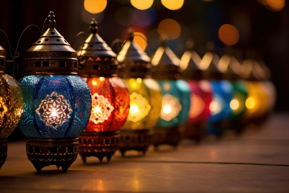 Ramadan lanterns lighting architecture illuminated. 