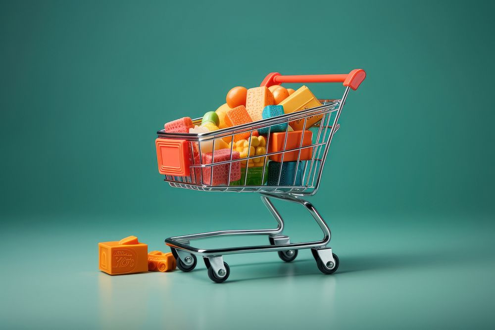 Shopping Trolley shopping consumerism supermarket. AI generated Image by rawpixel.