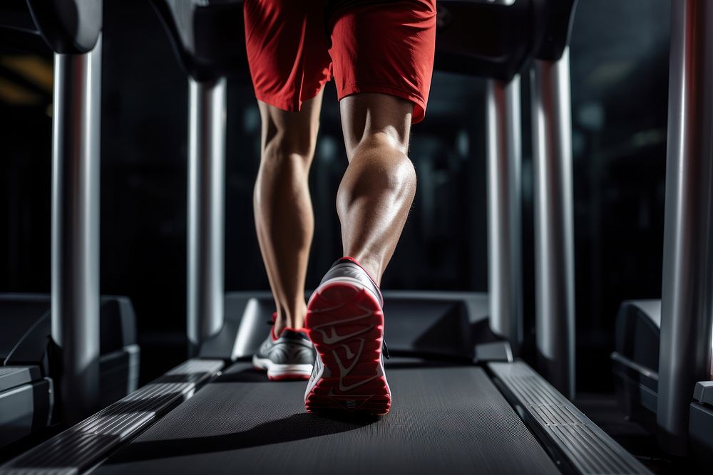 Running on treadmill gym fitness sports. AI generated Image by rawpixel.