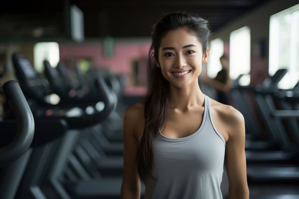 Exercise smiling gym exercise sports. AI generated Image by rawpixel.