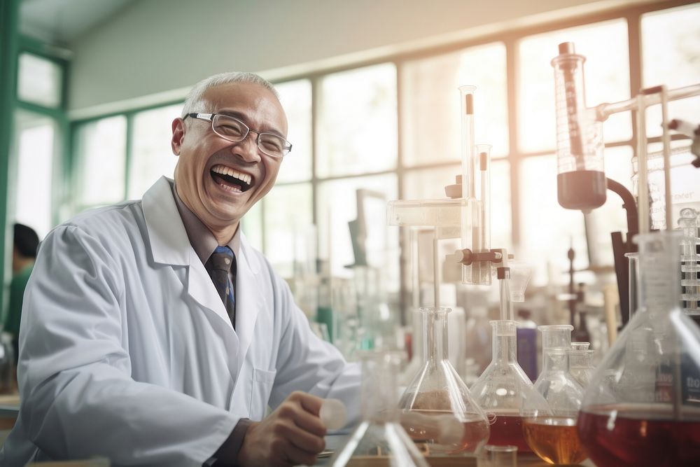 Scientist scientist cheerful glasses. AI generated Image by rawpixel.