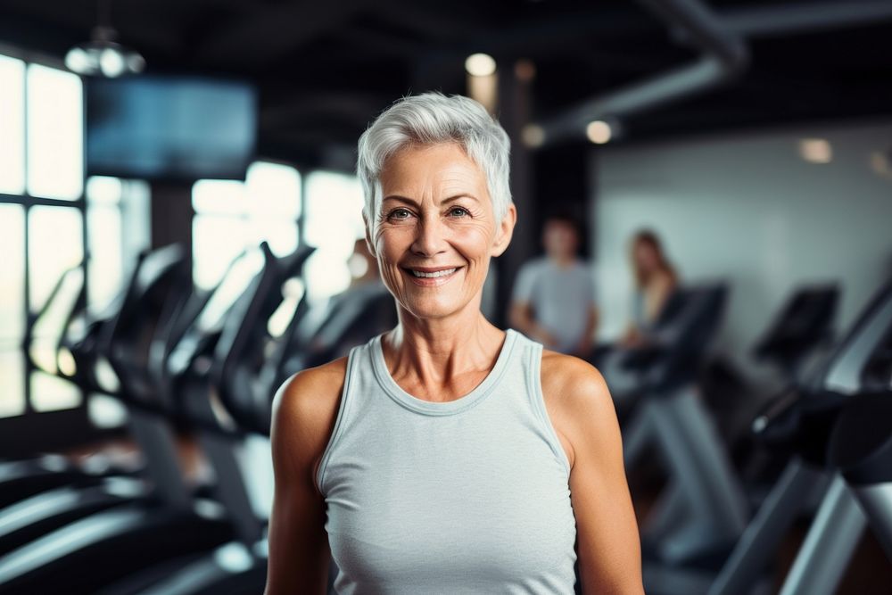 Exercise smiling gym exercise fitness. AI generated Image by rawpixel.