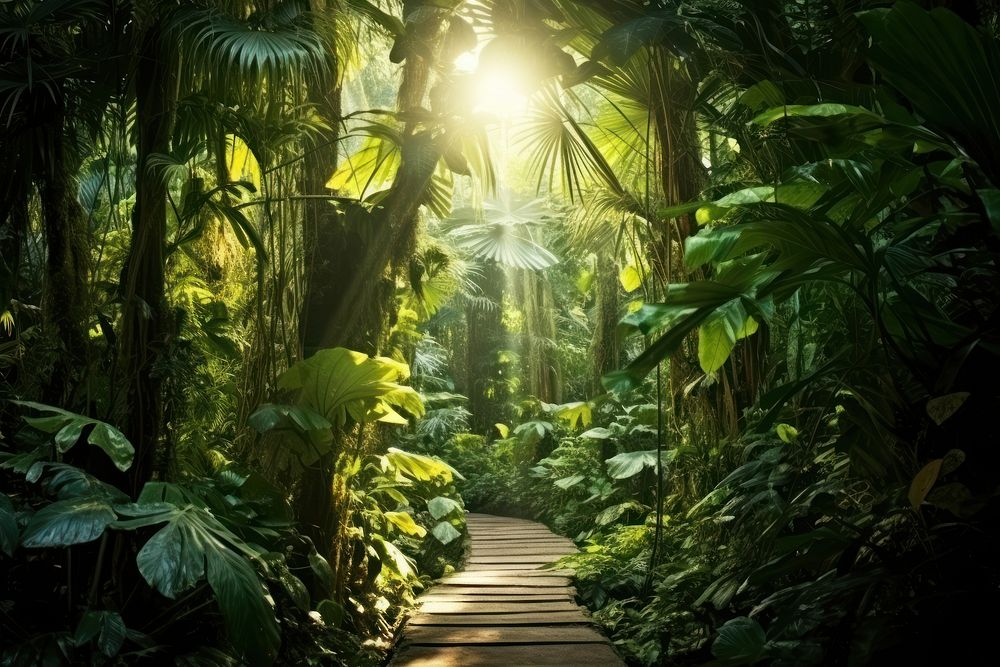 Pathway tropical jungle vegetation outdoors woodland. AI generated Image by rawpixel.