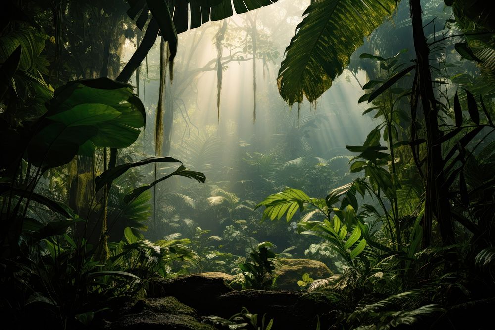 Jungle vegetation outdoors woodland. AI generated Image by rawpixel.