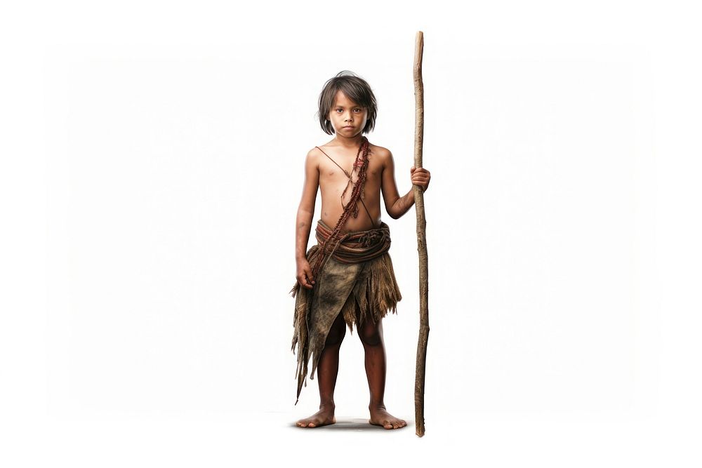Child tribe spear back. AI generated Image by rawpixel.