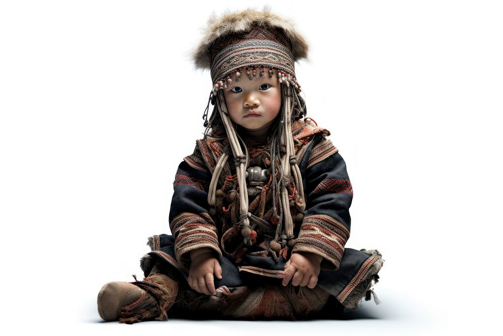 Miao tribe child white background homelessness. AI generated Image by rawpixel.