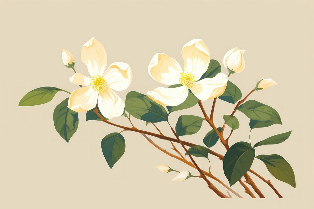 Jasmine blossom flower plant. AI generated Image by rawpixel.